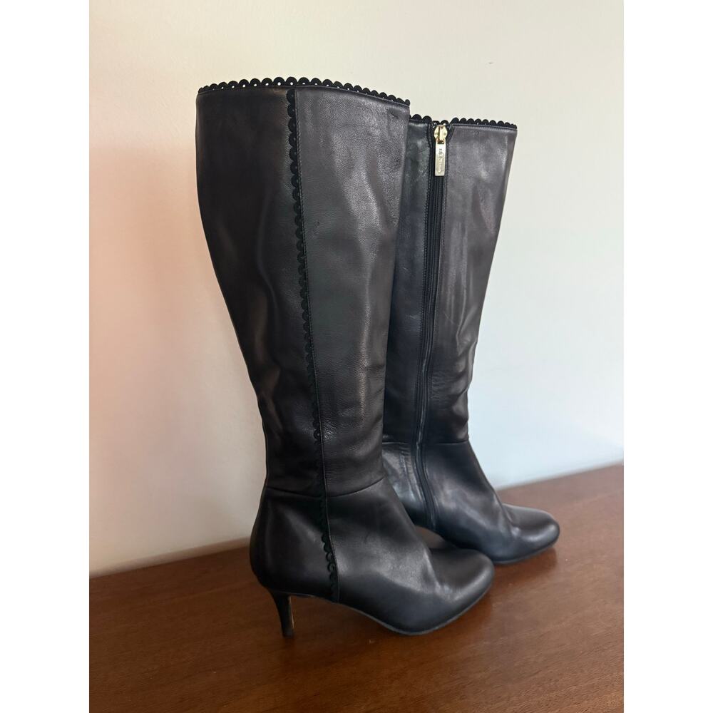 LK Bennett Black Leather Knee High Boots Size 36.5